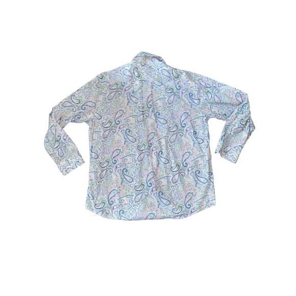 Alan Flusser Paisley Print Long Sleeved Button Down chest pocket Shirt Large - Picture 4 of 13